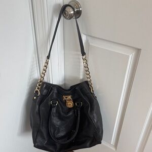 Michael Kors Black Shoulder Bag with Gold Chain